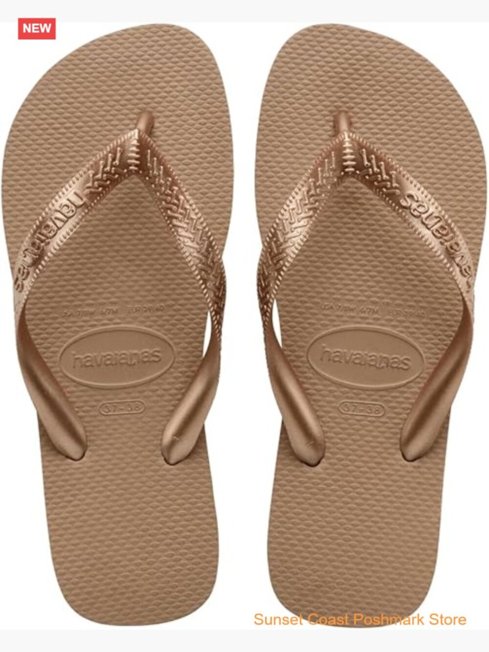 Women's Top Tiras Flip Flop Rubber Sandals in Rose Gold Beach Resort Summer